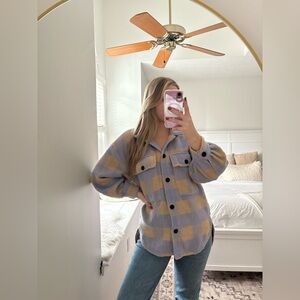 Plaid Lavender & Tan Shacket